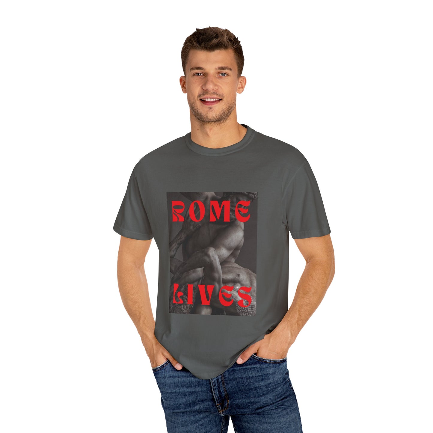 Rome Lives Graphic T-Shirt | Artistic Unisex Tee, Vintage-Inspired Apparel, Streetwear Fashion, Casual Wear, Gift for Art Lovers