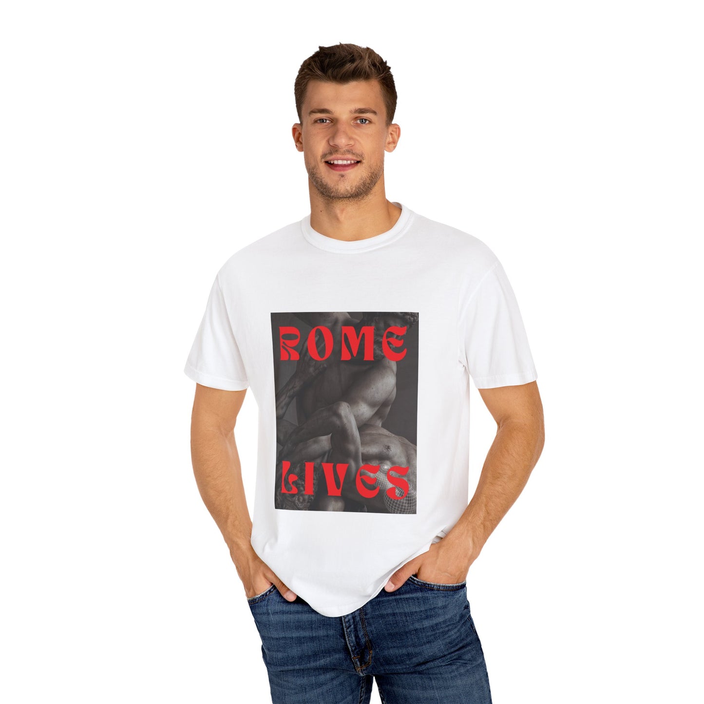 Rome Lives Graphic T-Shirt | Artistic Unisex Tee, Vintage-Inspired Apparel, Streetwear Fashion, Casual Wear, Gift for Art Lovers