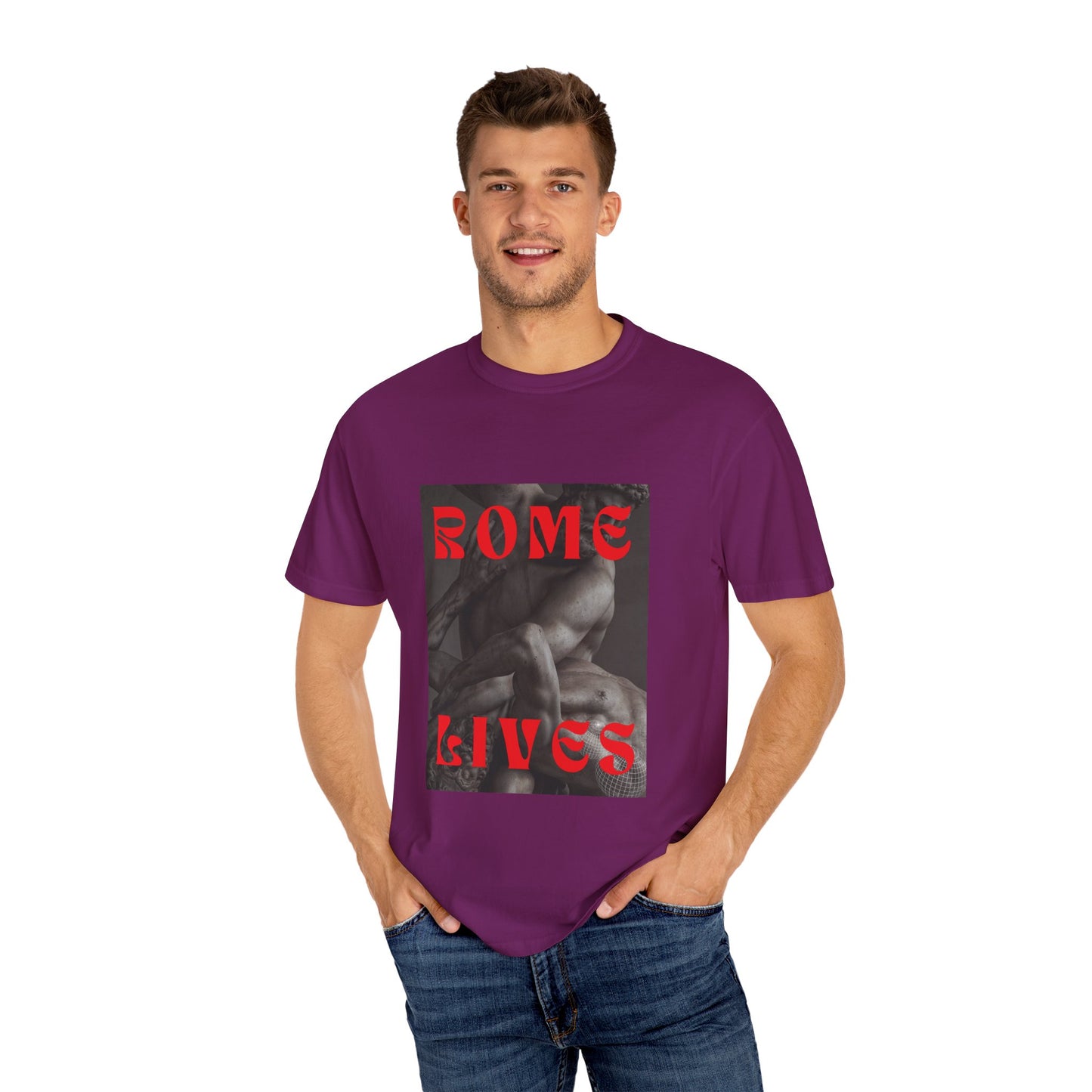 Rome Lives Graphic T-Shirt | Artistic Unisex Tee, Vintage-Inspired Apparel, Streetwear Fashion, Casual Wear, Gift for Art Lovers