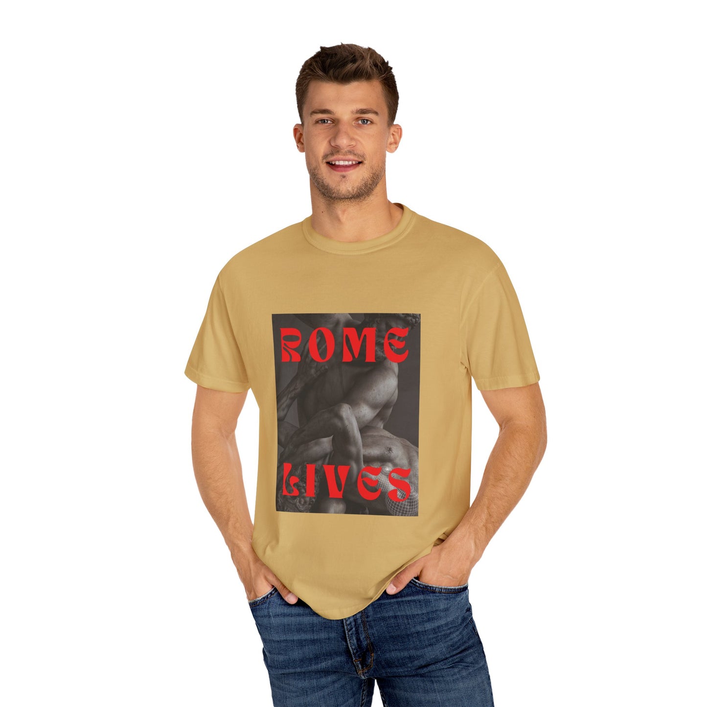 Rome Lives Graphic T-Shirt | Artistic Unisex Tee, Vintage-Inspired Apparel, Streetwear Fashion, Casual Wear, Gift for Art Lovers