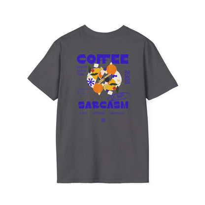 Coffee & Sarcasm Unisex Softstyle T-Shirt, Funny Graphic Tee, Casual Wear, Gift for Coffee Lovers, Birthday Present, Everyday Humor