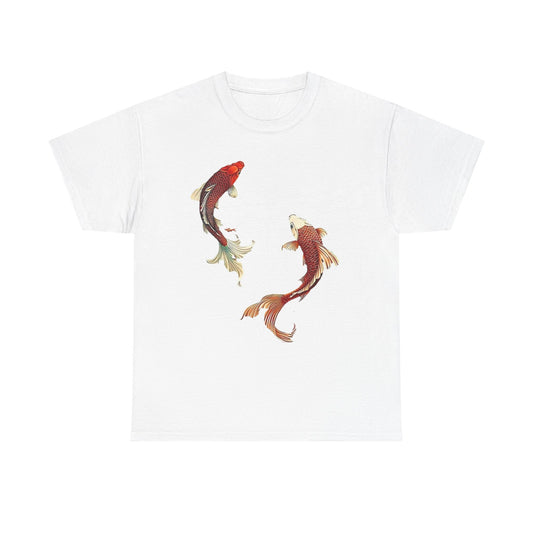 Koi Fish Tee - Unisex Heavy Cotton Tee, Nature Lover Gift, Casual Outfit, Summer Wear, Birthday Gift