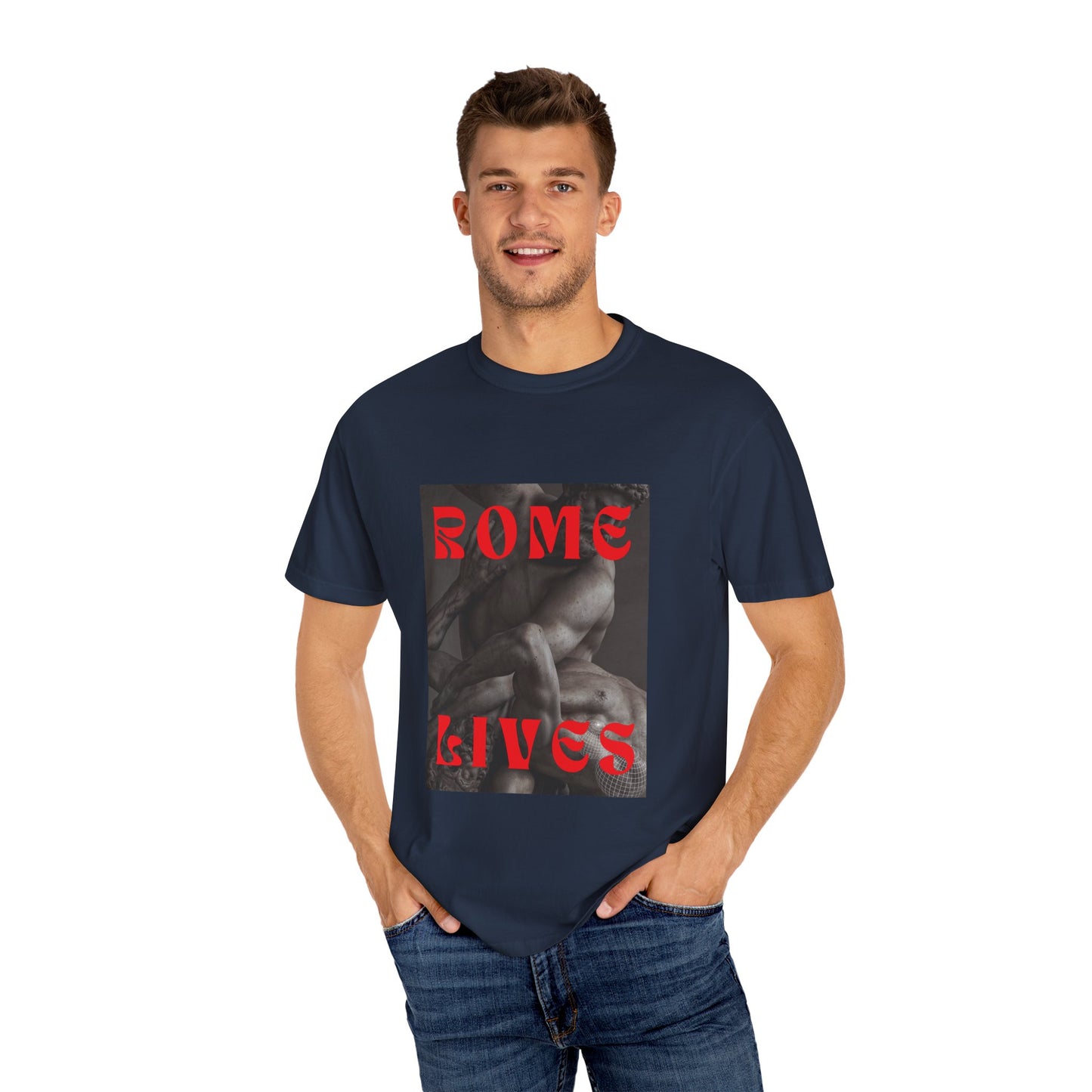 Rome Lives Graphic T-Shirt | Artistic Unisex Tee, Vintage-Inspired Apparel, Streetwear Fashion, Casual Wear, Gift for Art Lovers