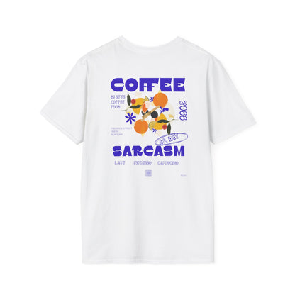 Coffee & Sarcasm Unisex Softstyle T-Shirt, Funny Graphic Tee, Casual Wear, Gift for Coffee Lovers, Birthday Present, Everyday Humor